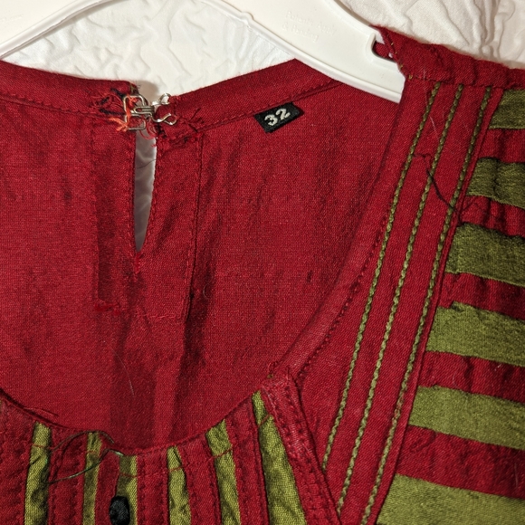 Girls Indian wear Kurta top red and green size 32 - Picture 3 of 3